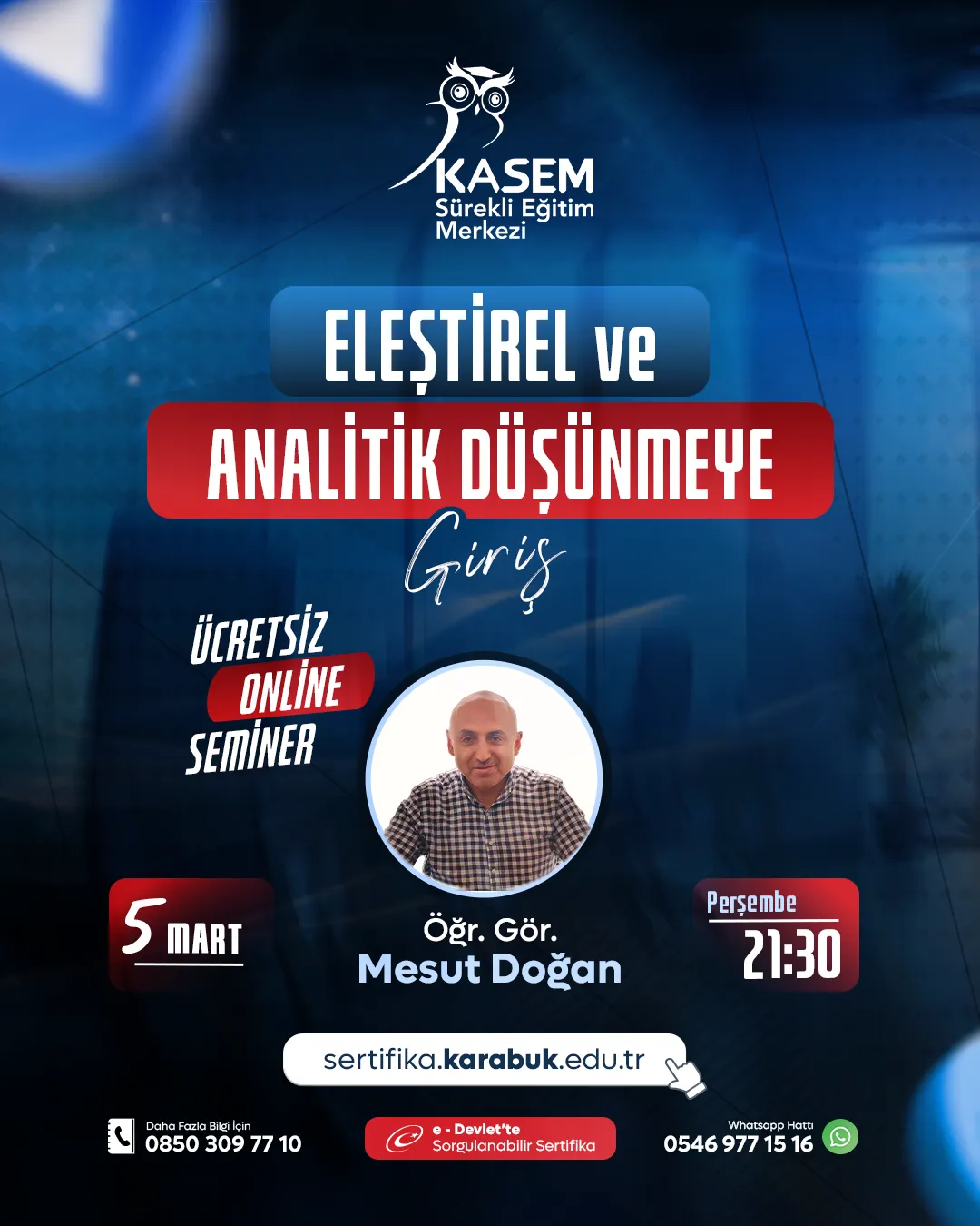 Eleştirel ve Analitik Düşünmeye Giriş Ücretsiz Semineri