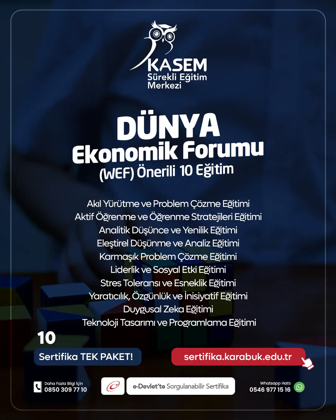 Dünya Ekonomik Forumu (Wef) Önerili 10 Eğitim Sertifika Paket Programı